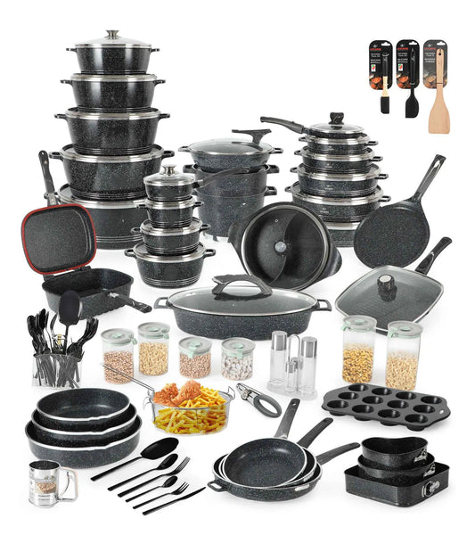 Kitchen Cookware Set 112 Pieces Full Range Kitchenware Set for Family Meals