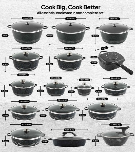 Kitchen Cookware Set 112 Pieces Full Range Kitchenware Set for Family Meals